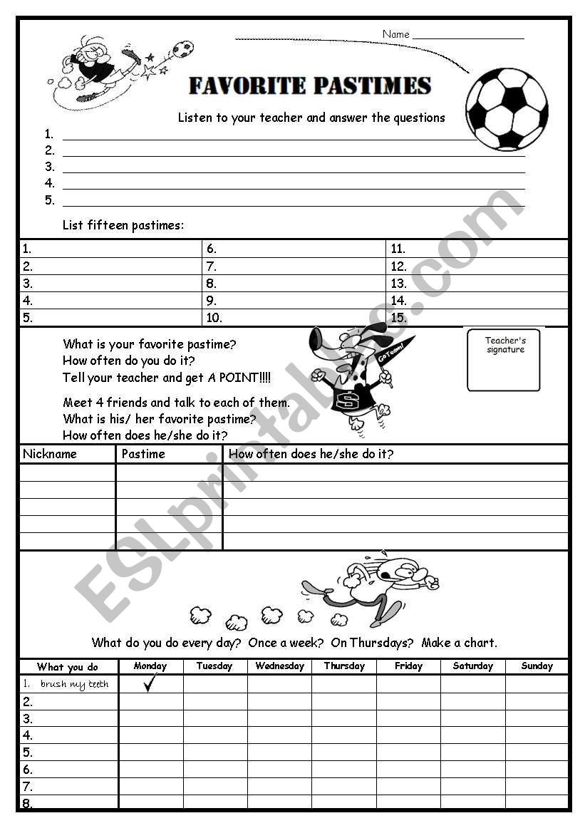 How often do you...? worksheet