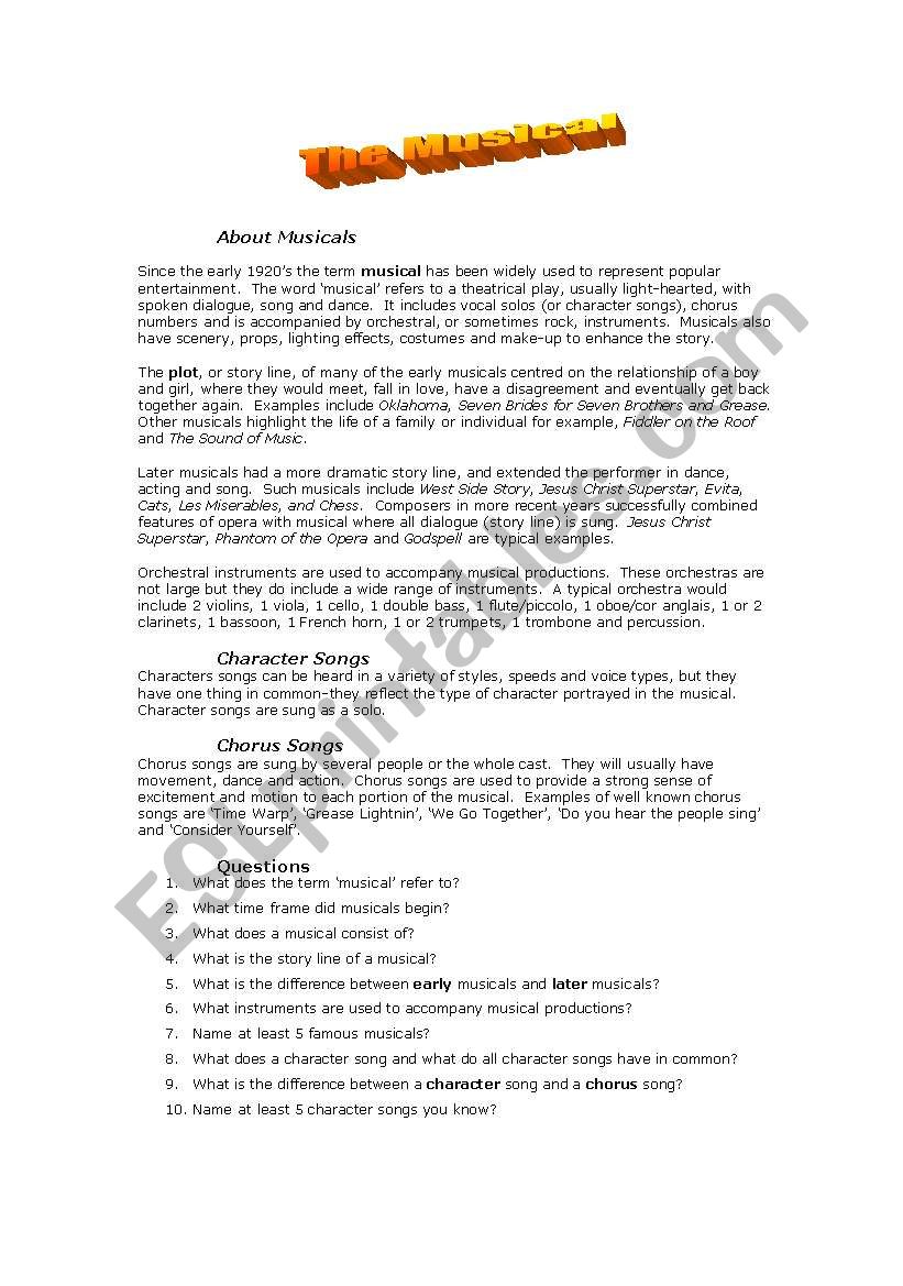´The Musical´ worksheet