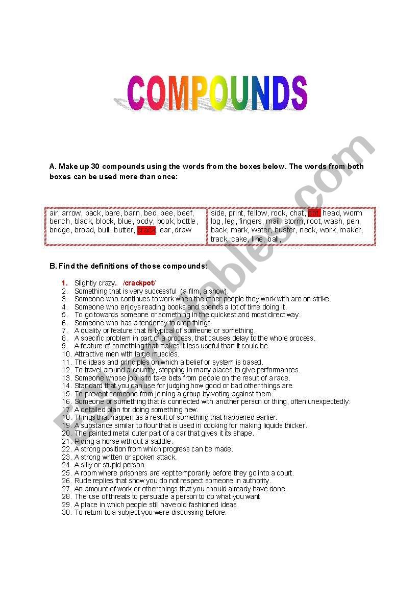 Compounds worksheet
