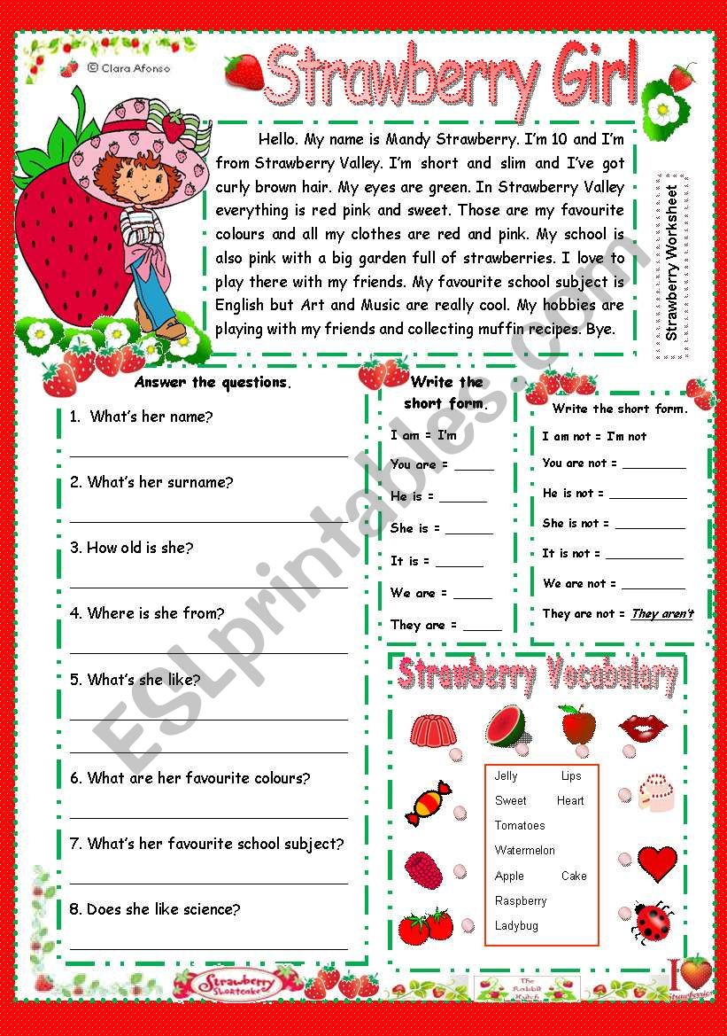 Strawberry girl worksheet