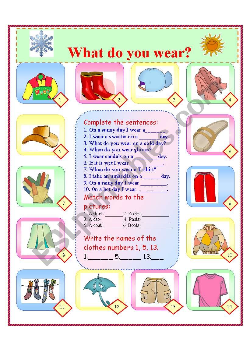 What do you wear? worksheet