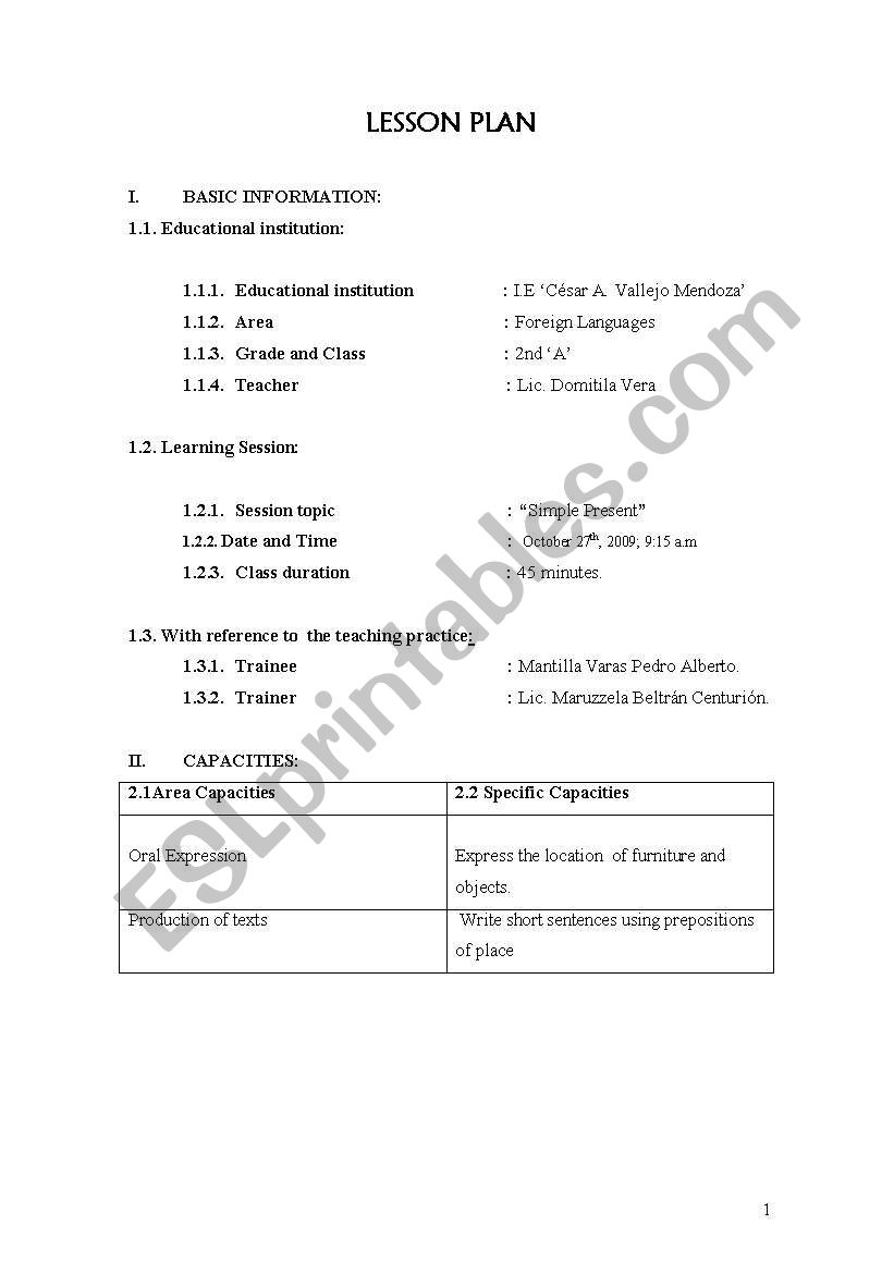 prepositions of place worksheet