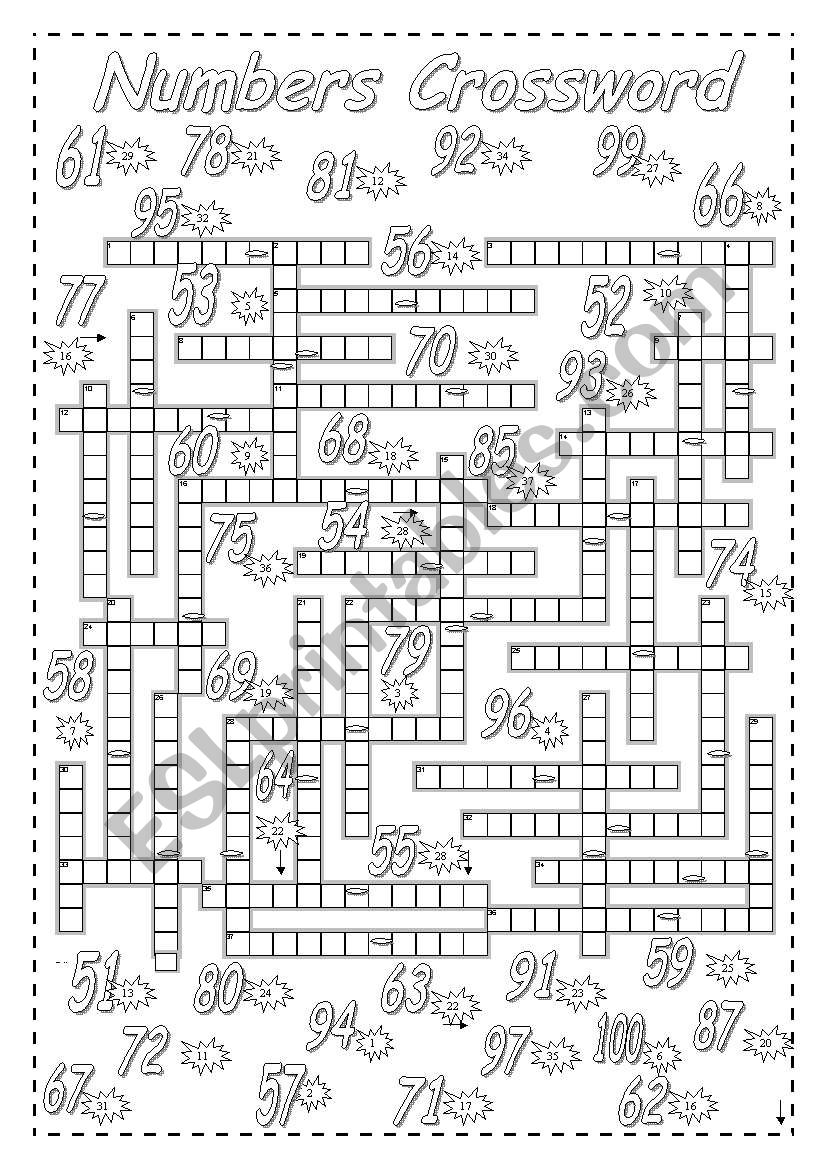 Numbers Crossword. Part II. worksheet