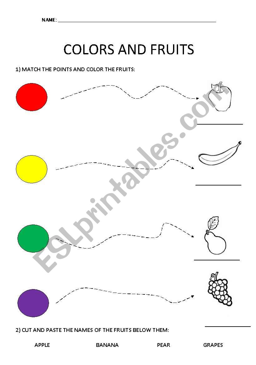 Fruits and colors worksheet