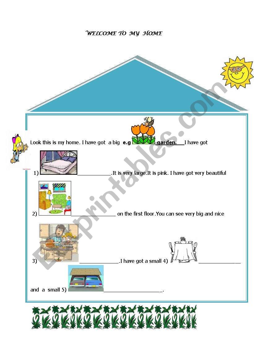 English worksheets: welcome to my home :=)
