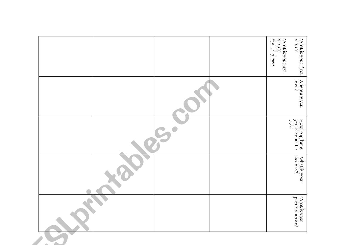 Basic interview worksheet