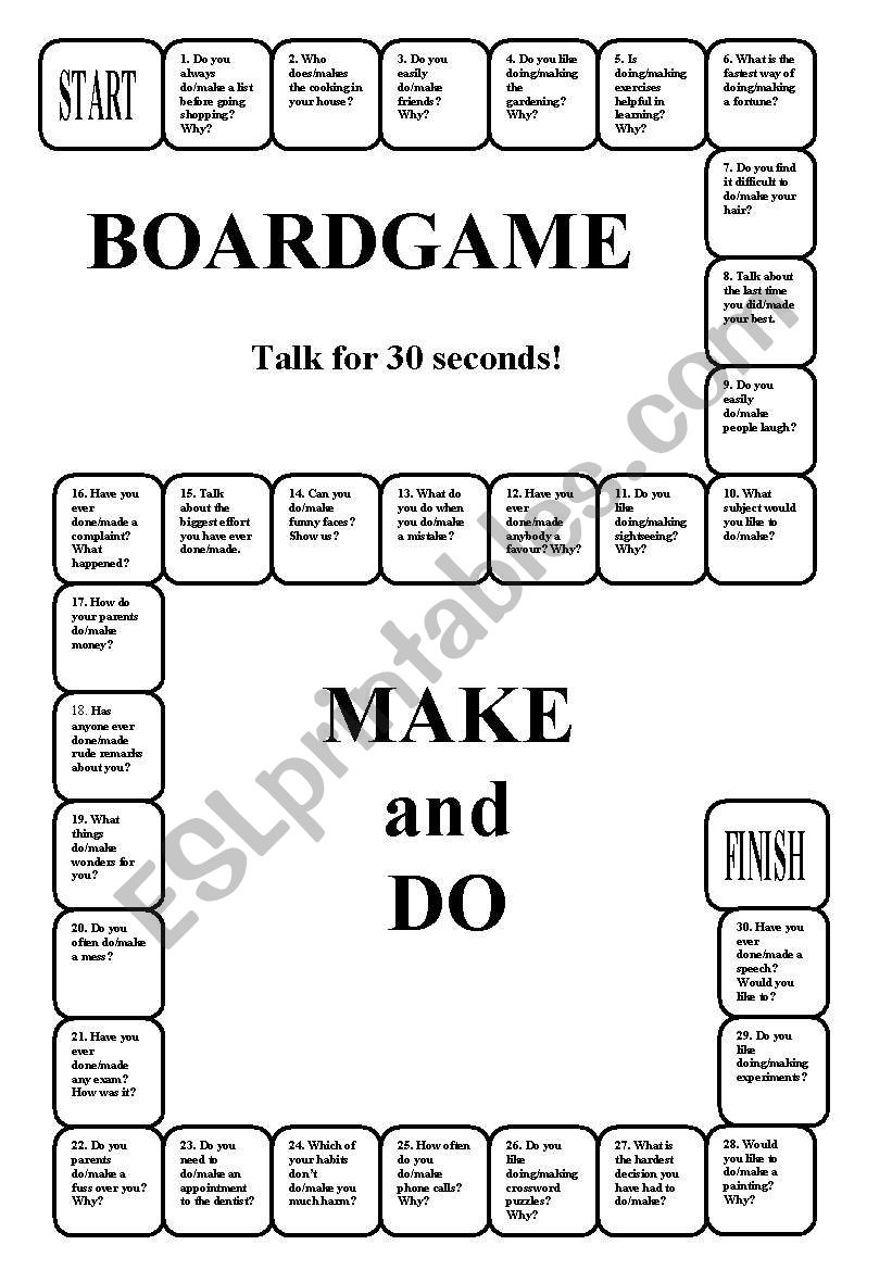 Boardgame - MAKE and DO (editable, a key, a list of expressions)