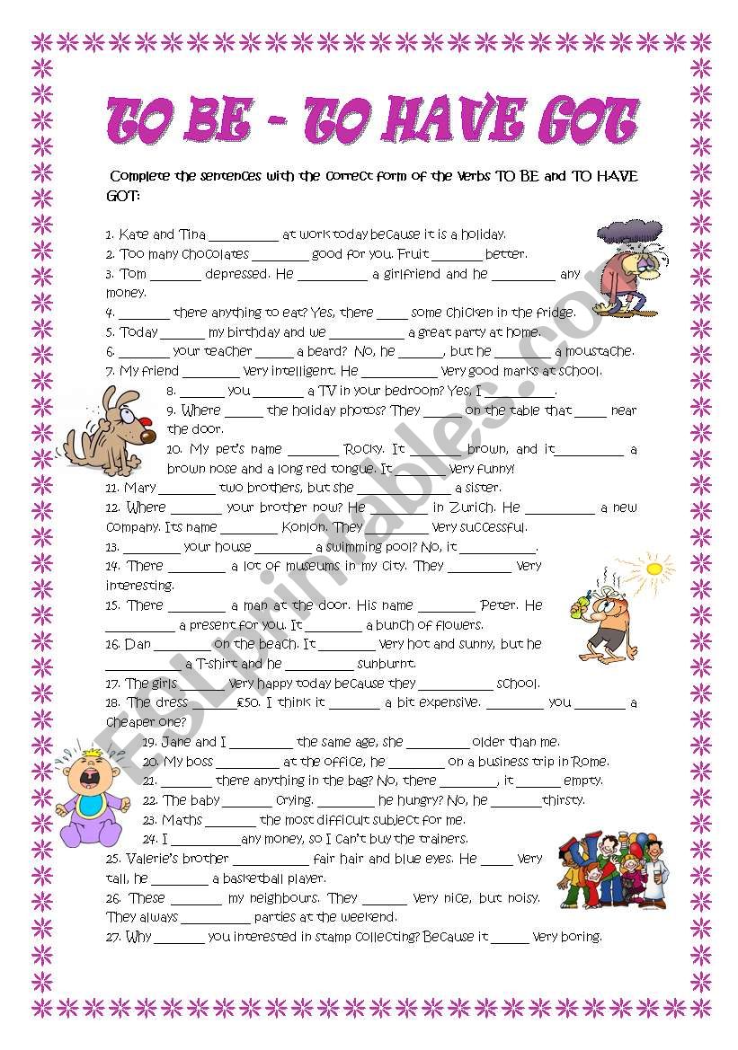 TO BE- TO HAVE GOT worksheet