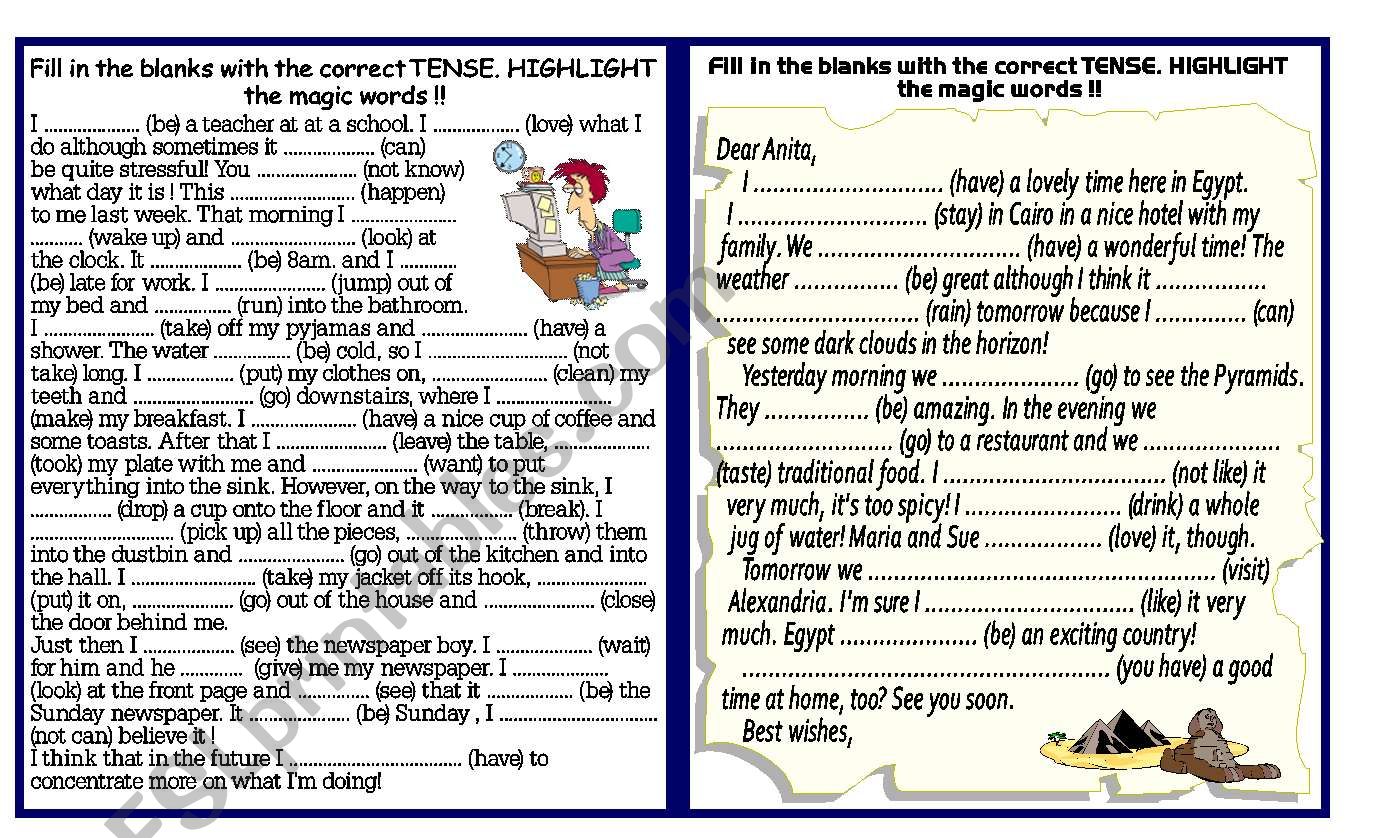 REVISING TENSES with KEY worksheet