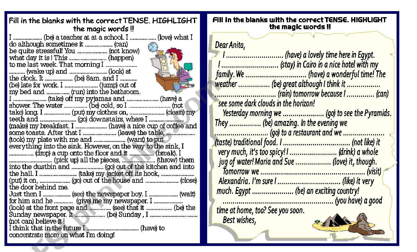 REVISING TENSES with KEY worksheet