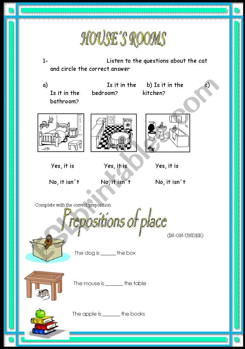 home and prepositions quizz worksheet