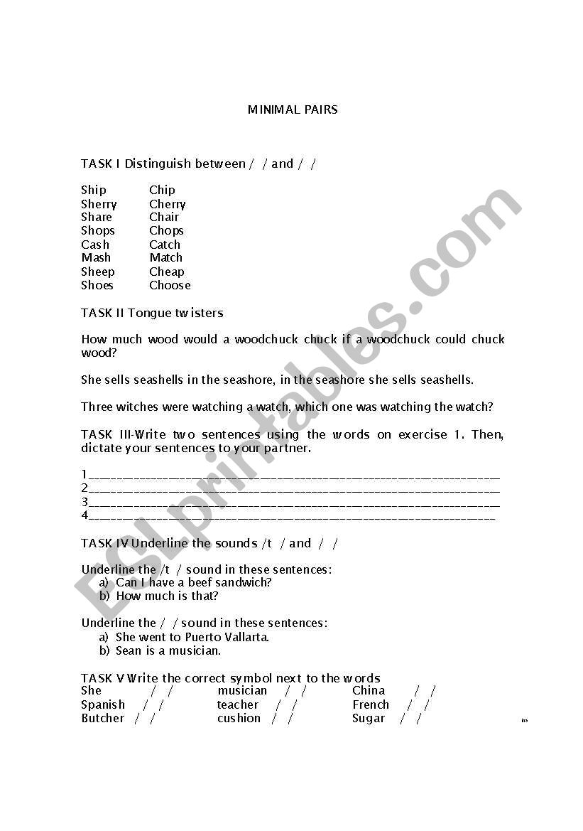 minimal pairs ts vs S worksheet