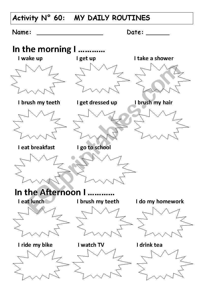 MY  DAILY  ROUTINES worksheet
