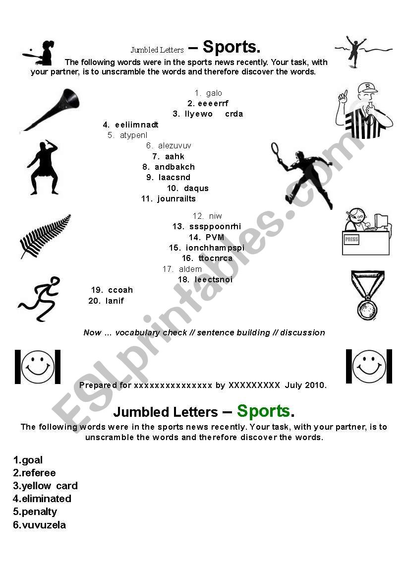 Sport - jumbled words  ##all levels##