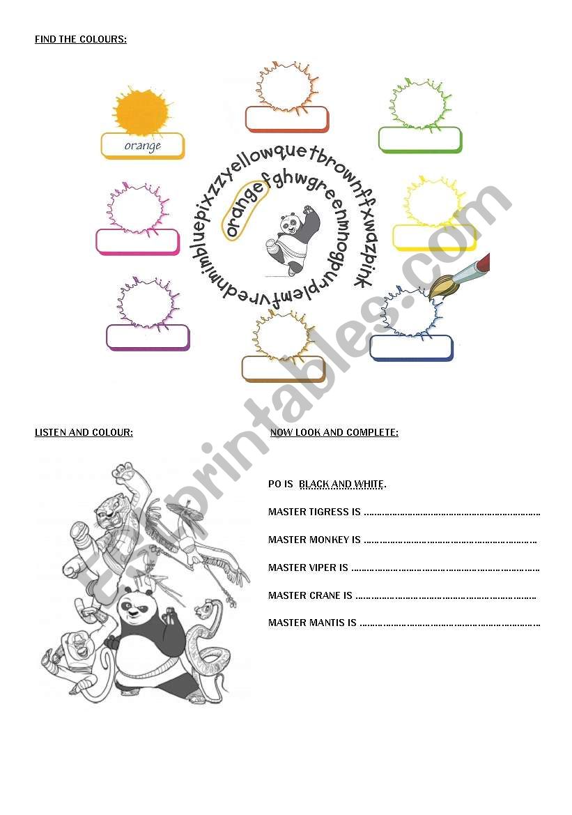 Kung Fu Colours  worksheet