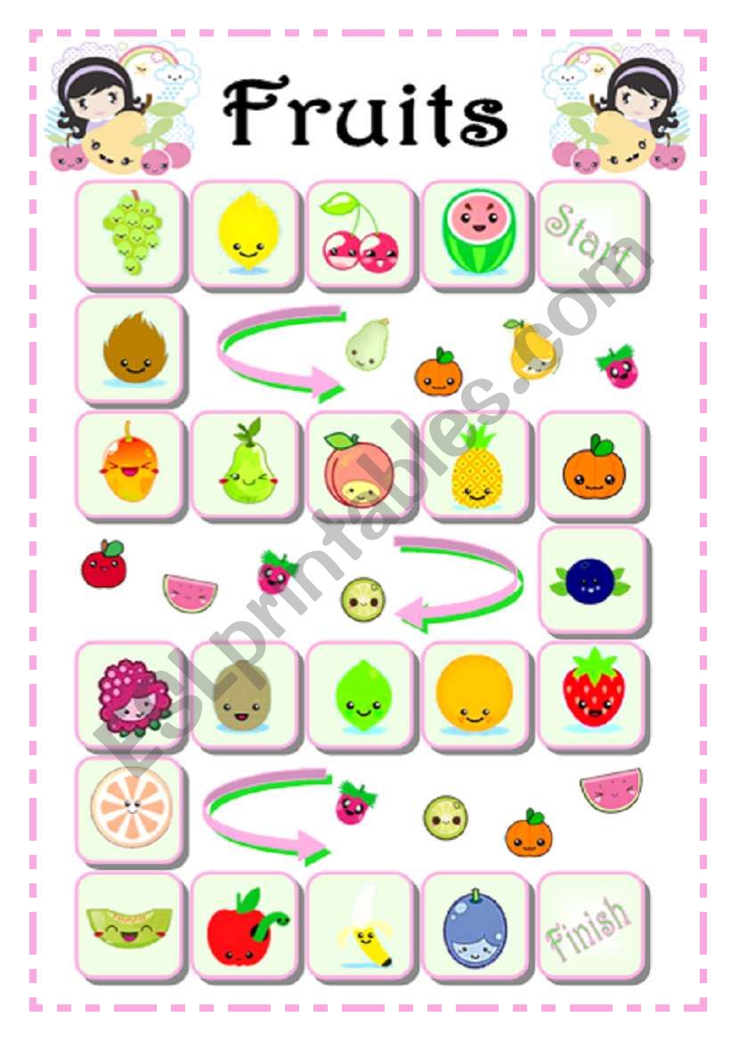 Fruits game worksheet