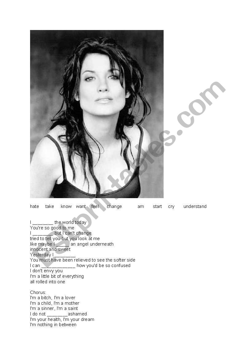 Meredith Brooks - Bitch worksheet