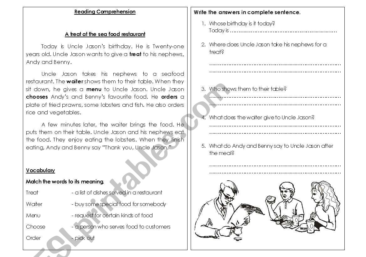 Reading Comprehension worksheet