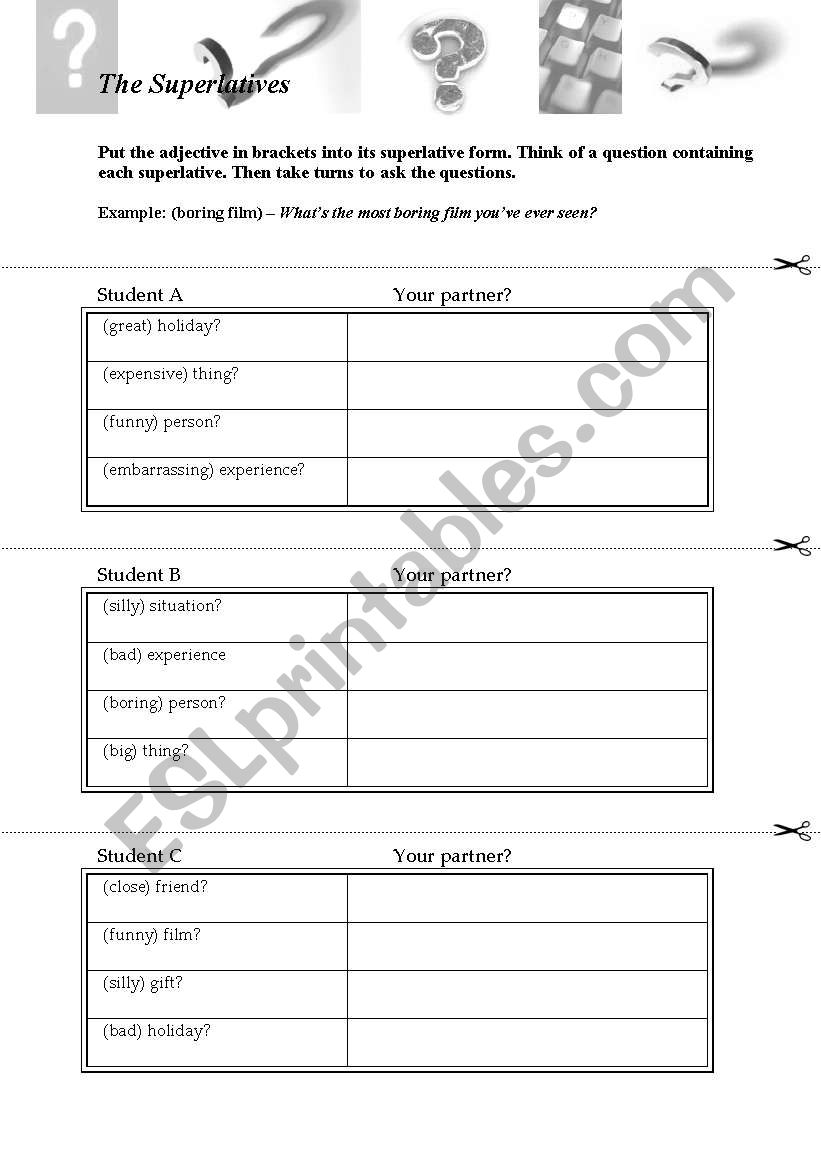 Superlative adjectives worksheet