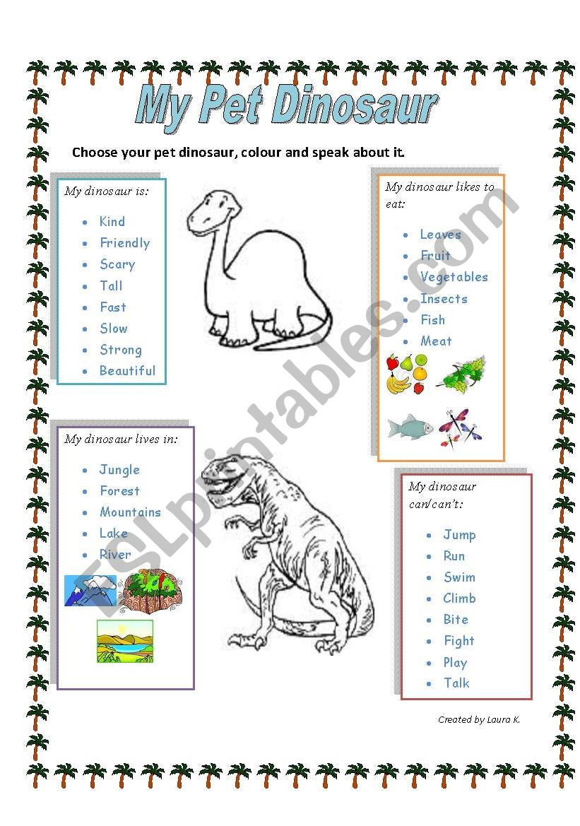 My Pet Dinosaur worksheet