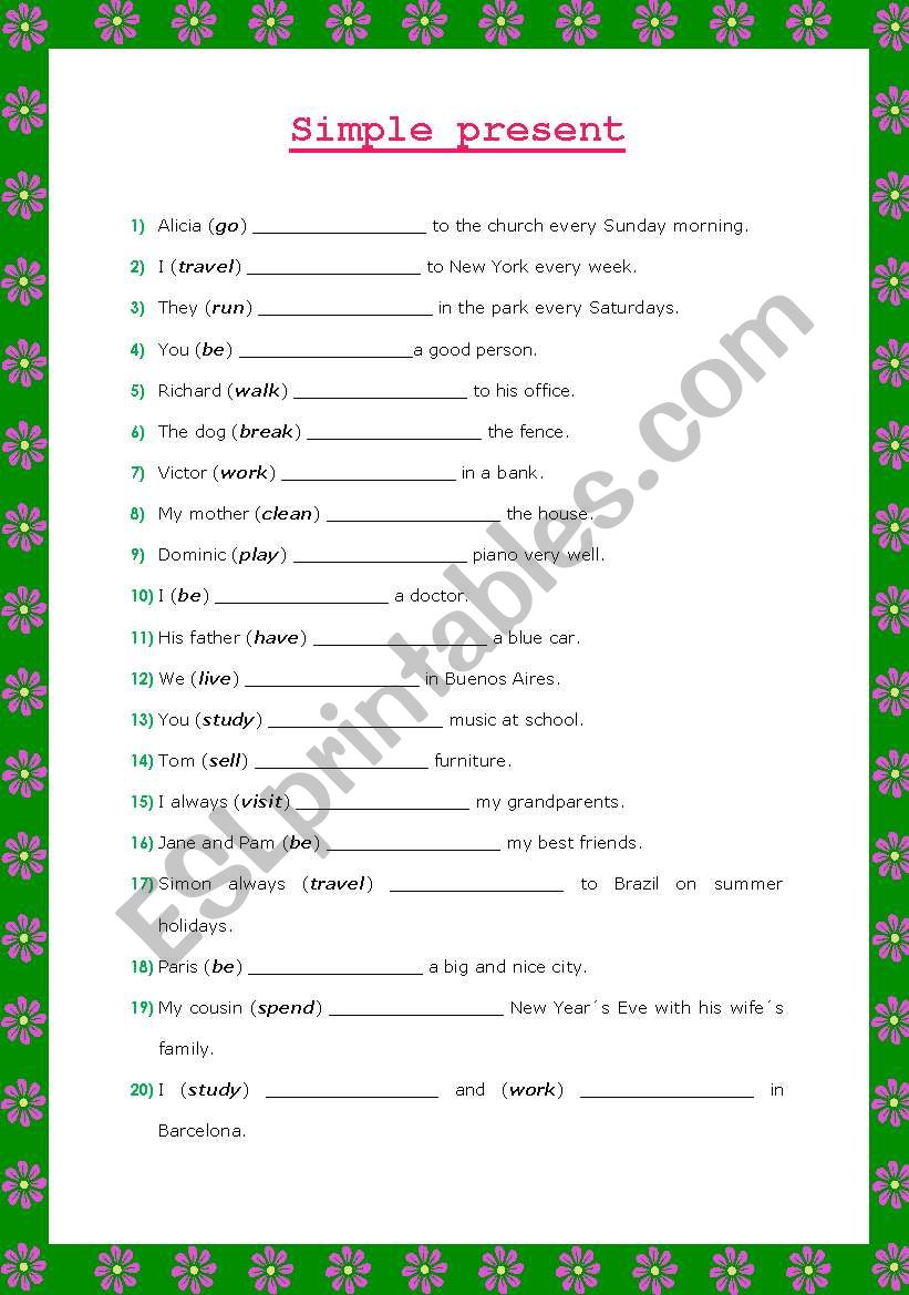 Simple present worksheet