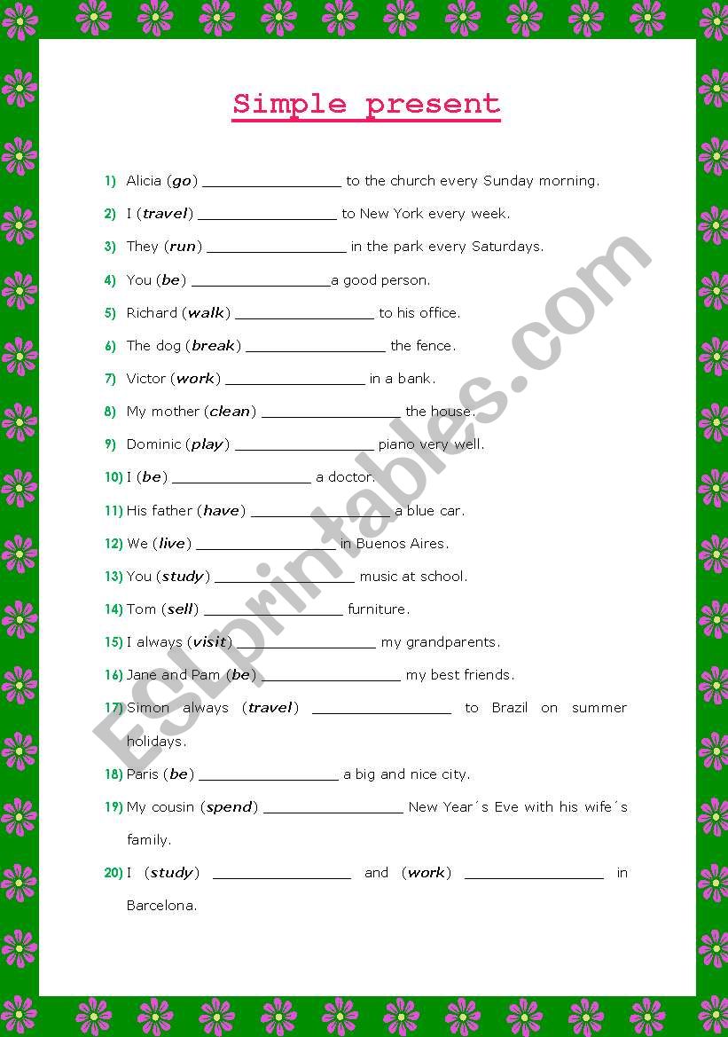 Simple present worksheet