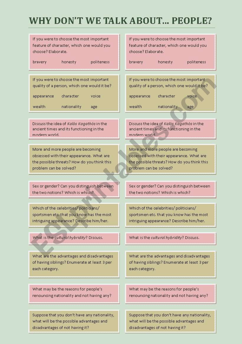 WHY DONÂ´T WE TALK ABOUT... PEOPLE?