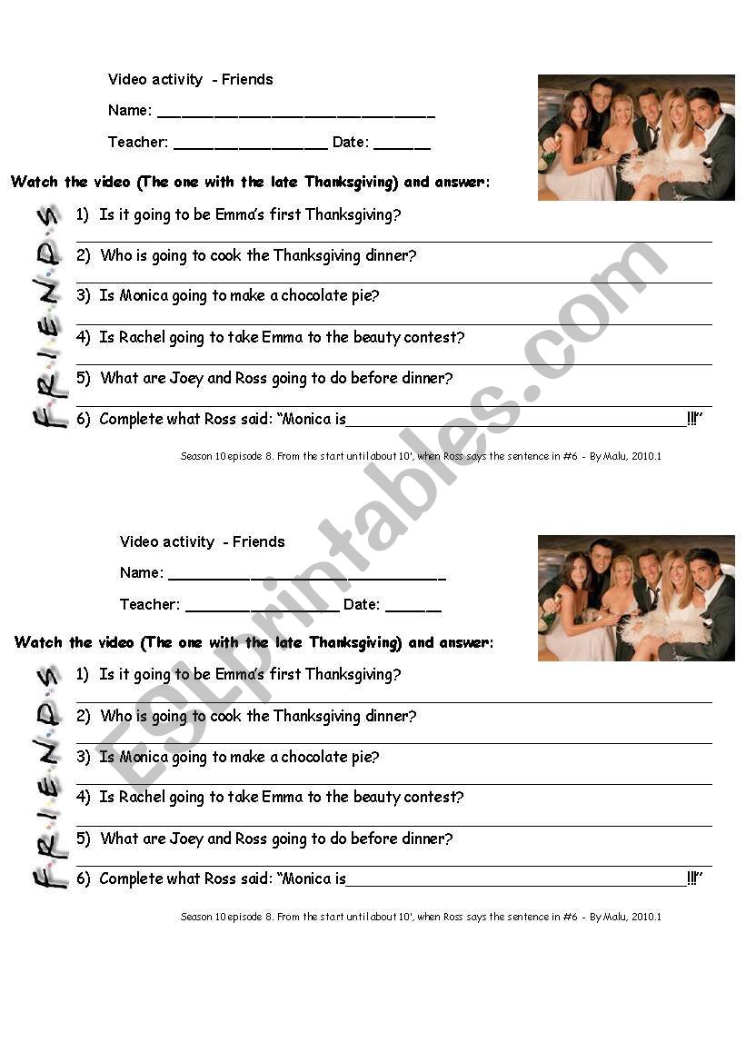 Friends video activity - going to