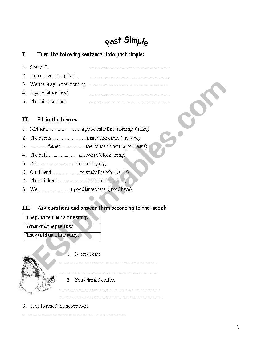 past simple worksheet