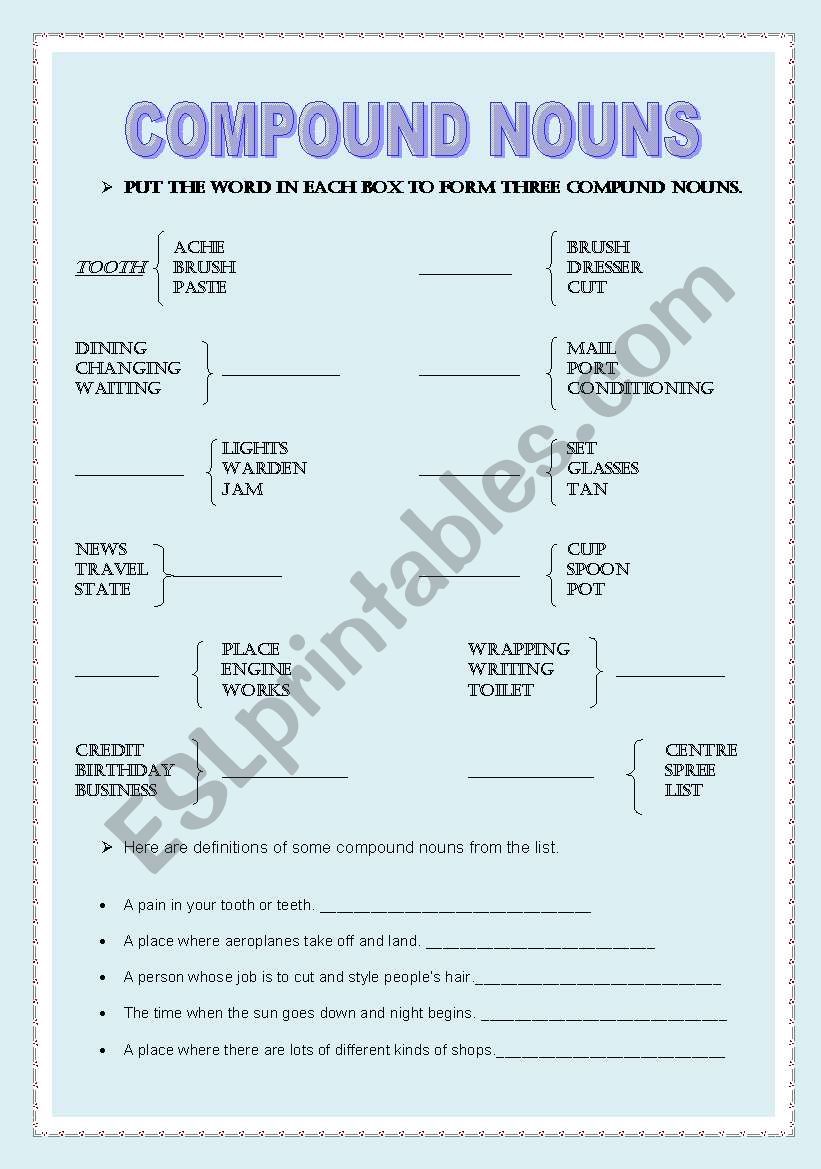 Compound Nouns worksheet