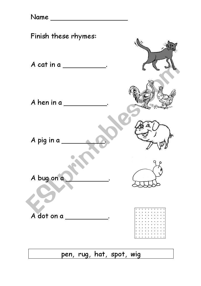 Finish the rhyme worksheet