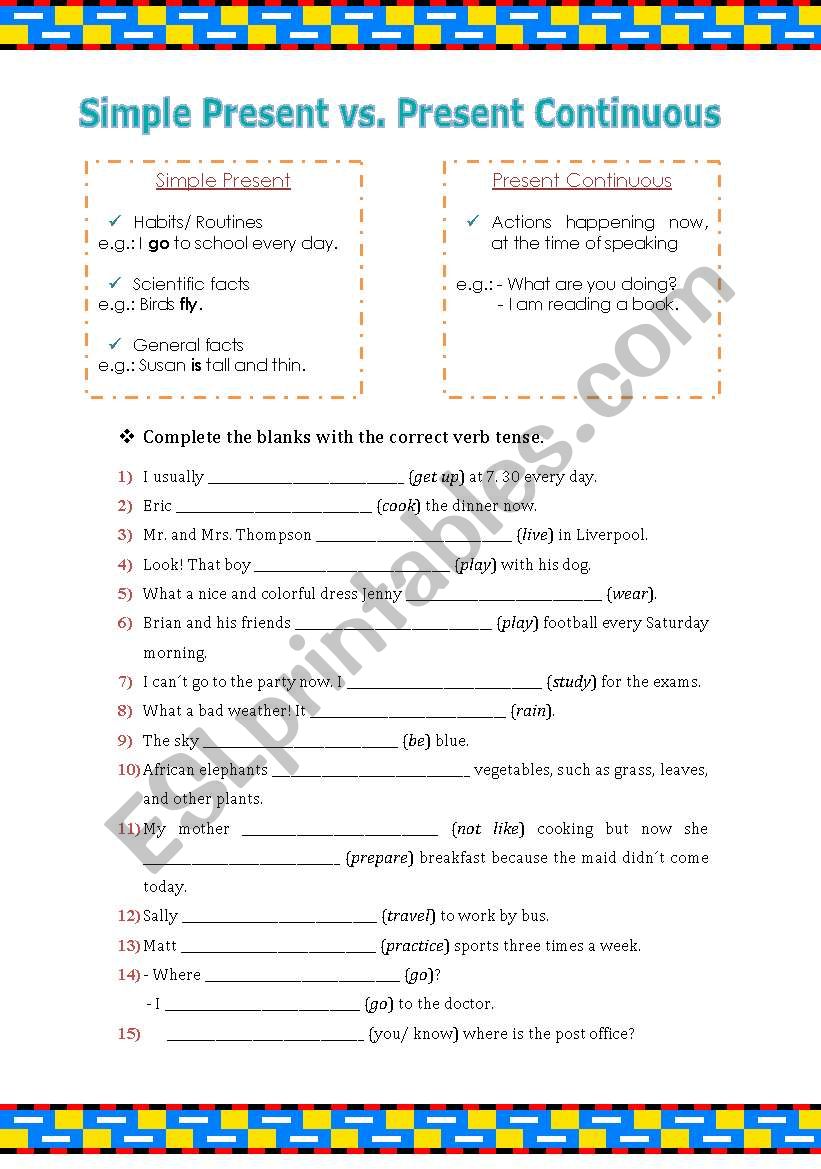 Simple present vs. Present continuous