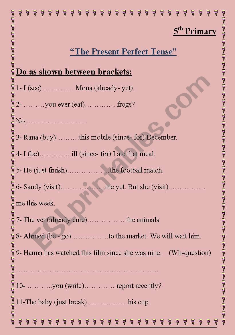 Present Perfect worksheet