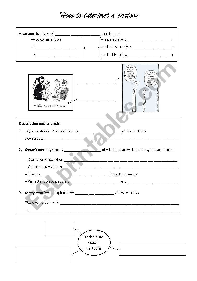 How to interpret a cartoon worksheet