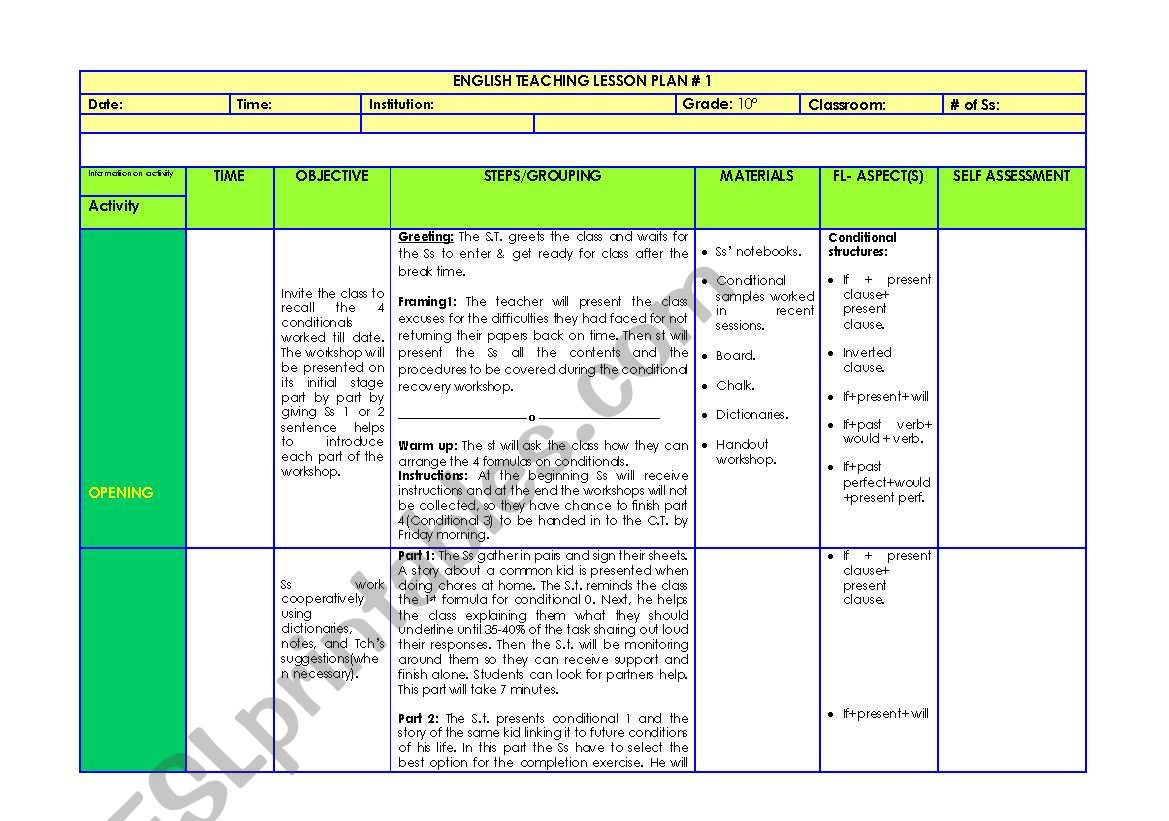 LESSON PLAN 2 worksheet