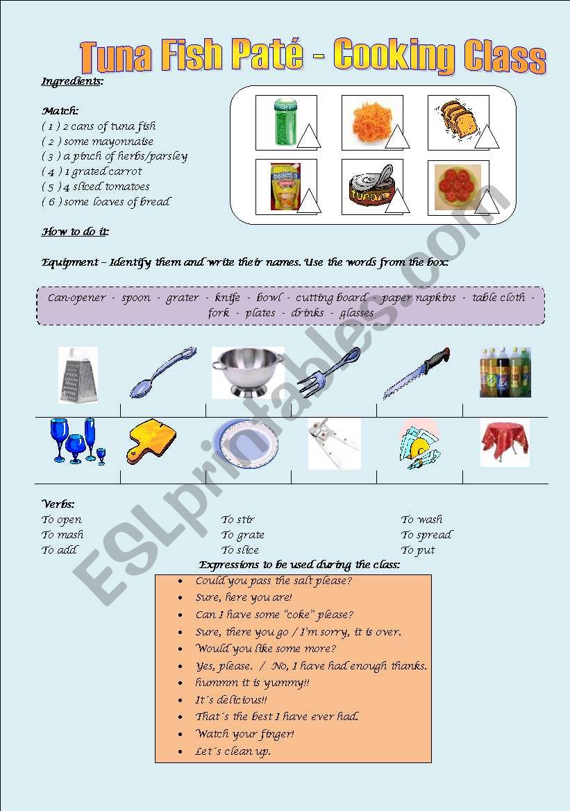 Tuna Fish Pat - COOKING CLASS + Activities and verbs