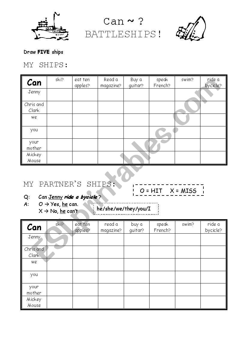 can battleships worksheet