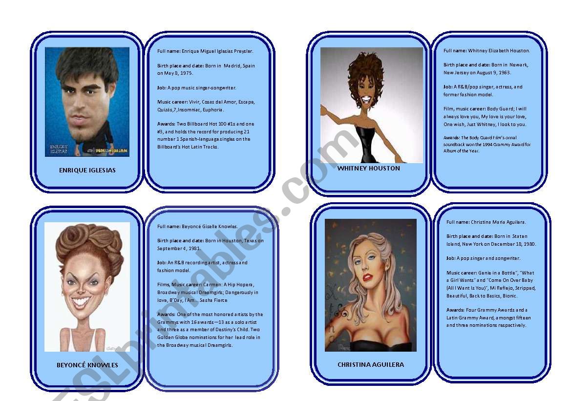 Famous celebrities part 2 worksheet