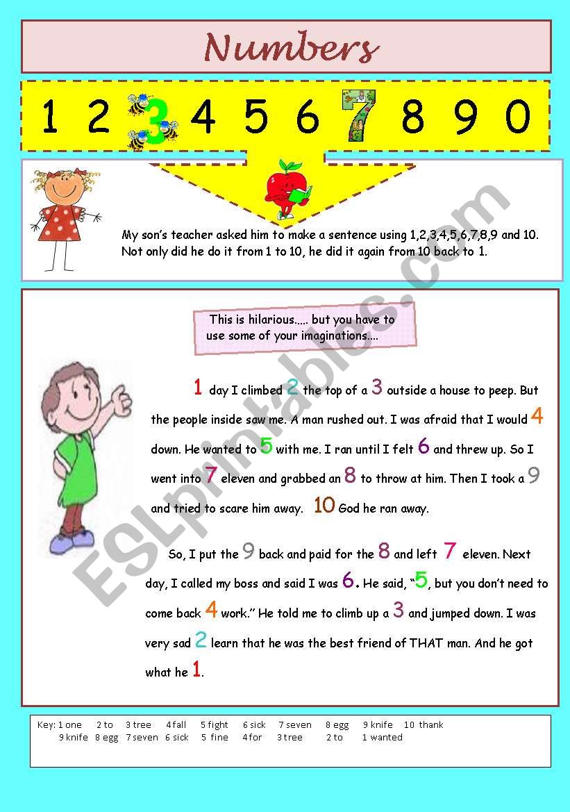 numbers worksheet