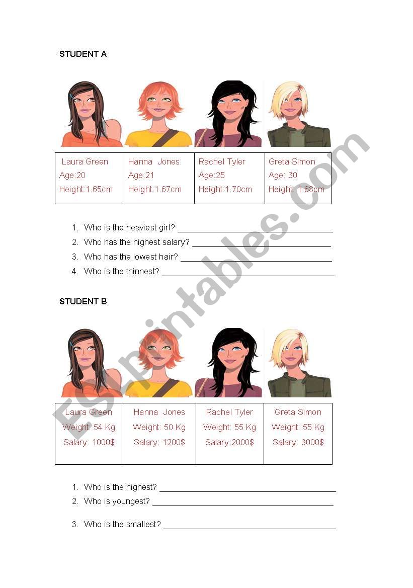 Using Superlatives worksheet