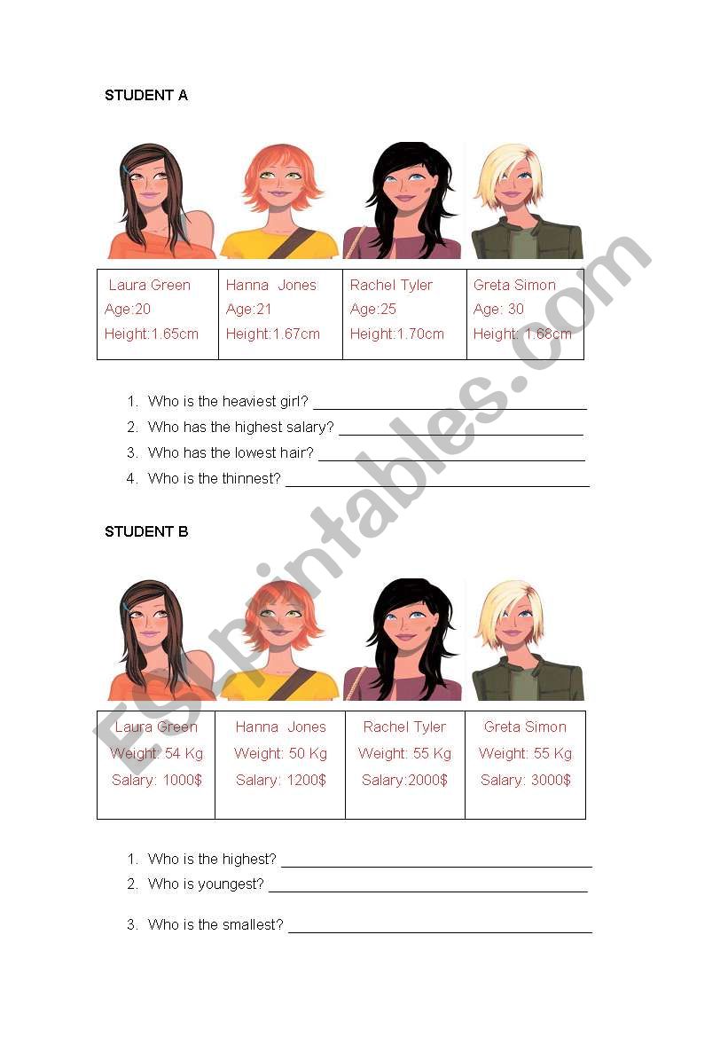 Using Superlatives - ESL worksheet by Sharlin