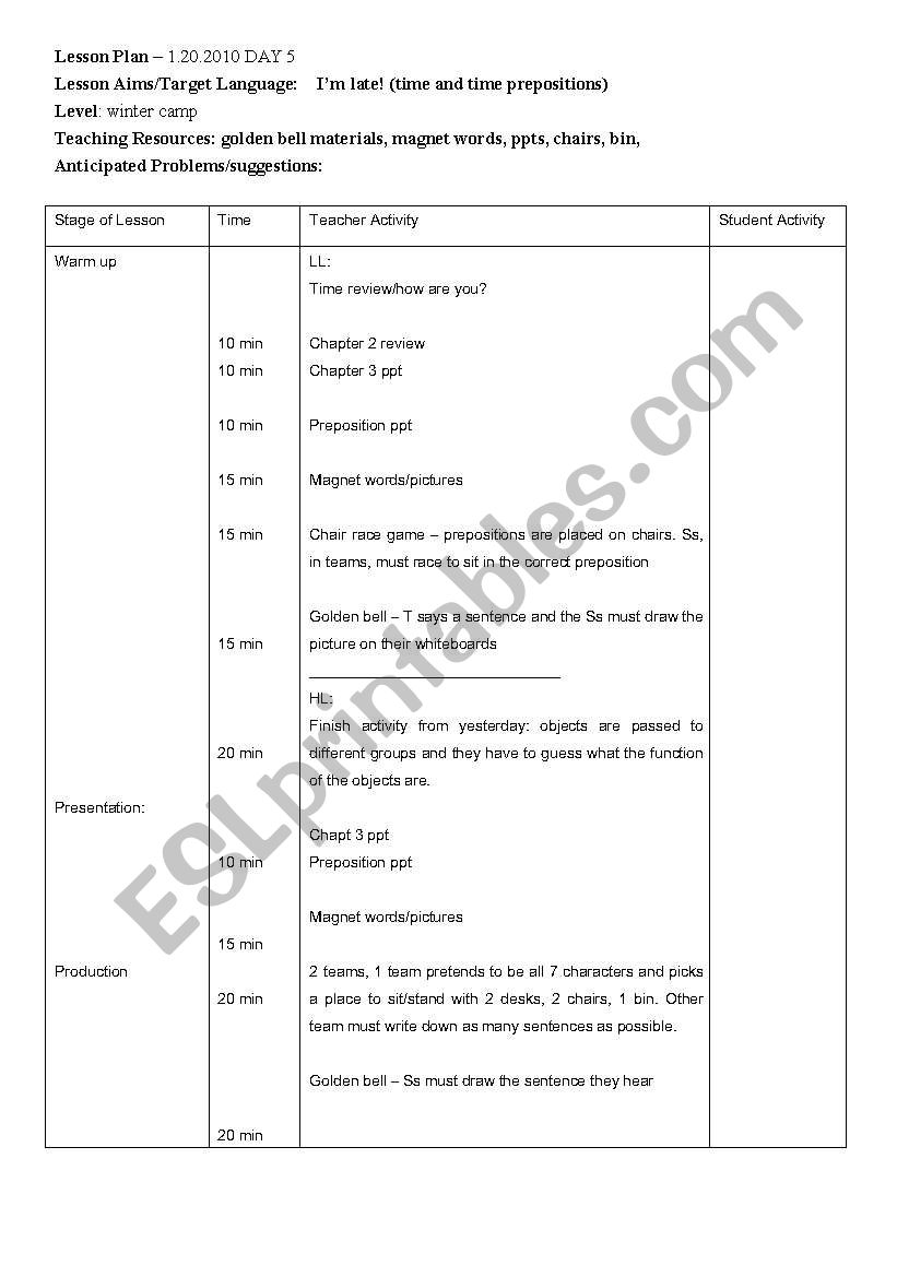 Alice in Wonderland lesson plan day 5