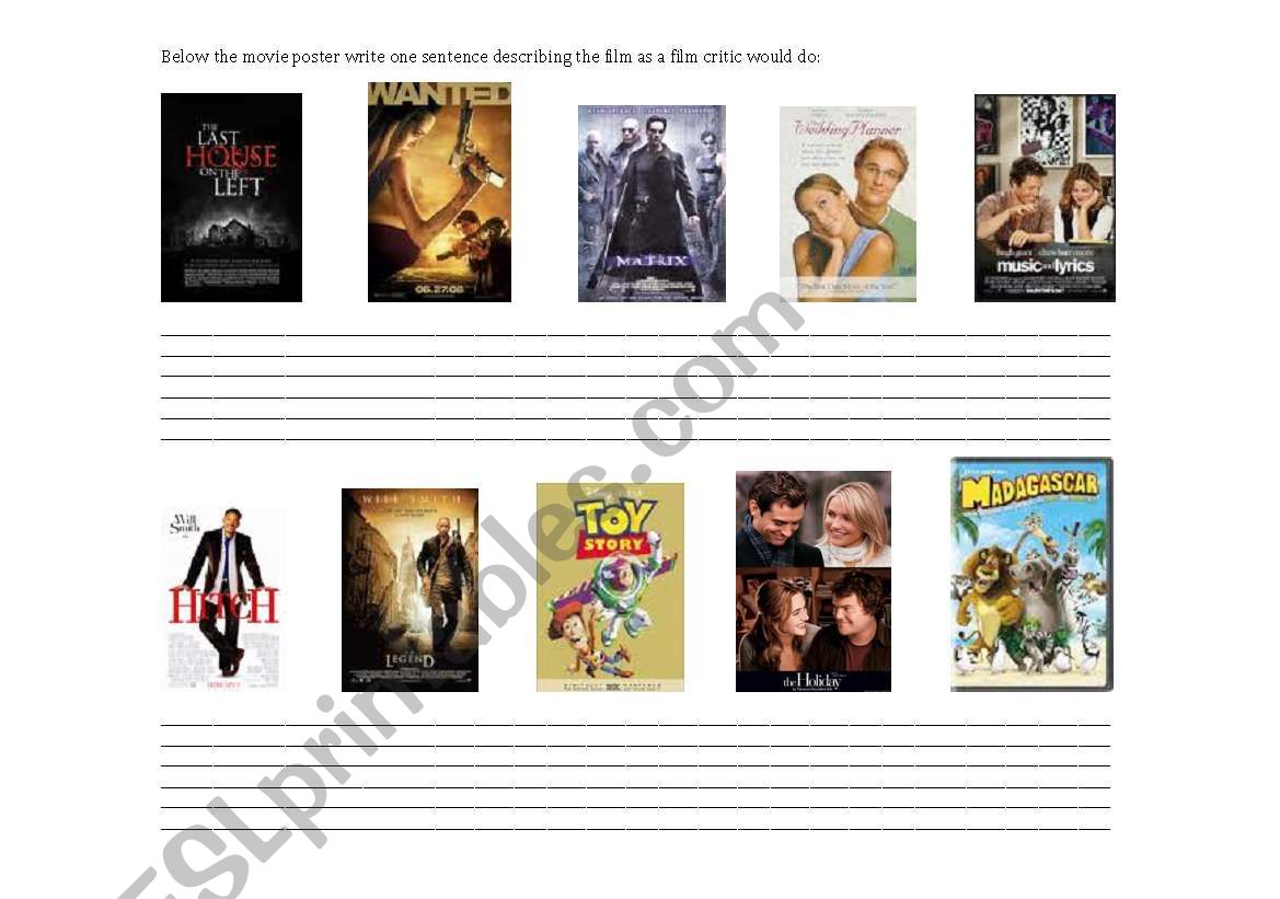 Movie Poster Descriptions worksheet