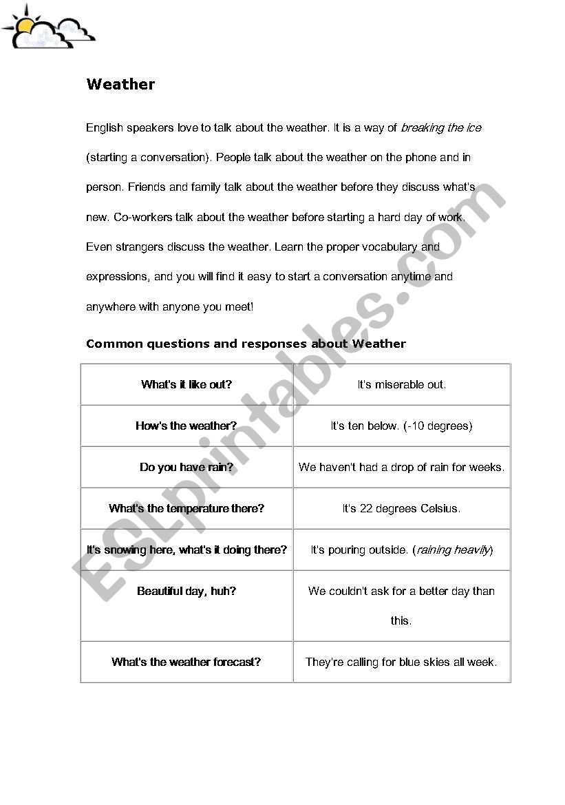 weather worksheet