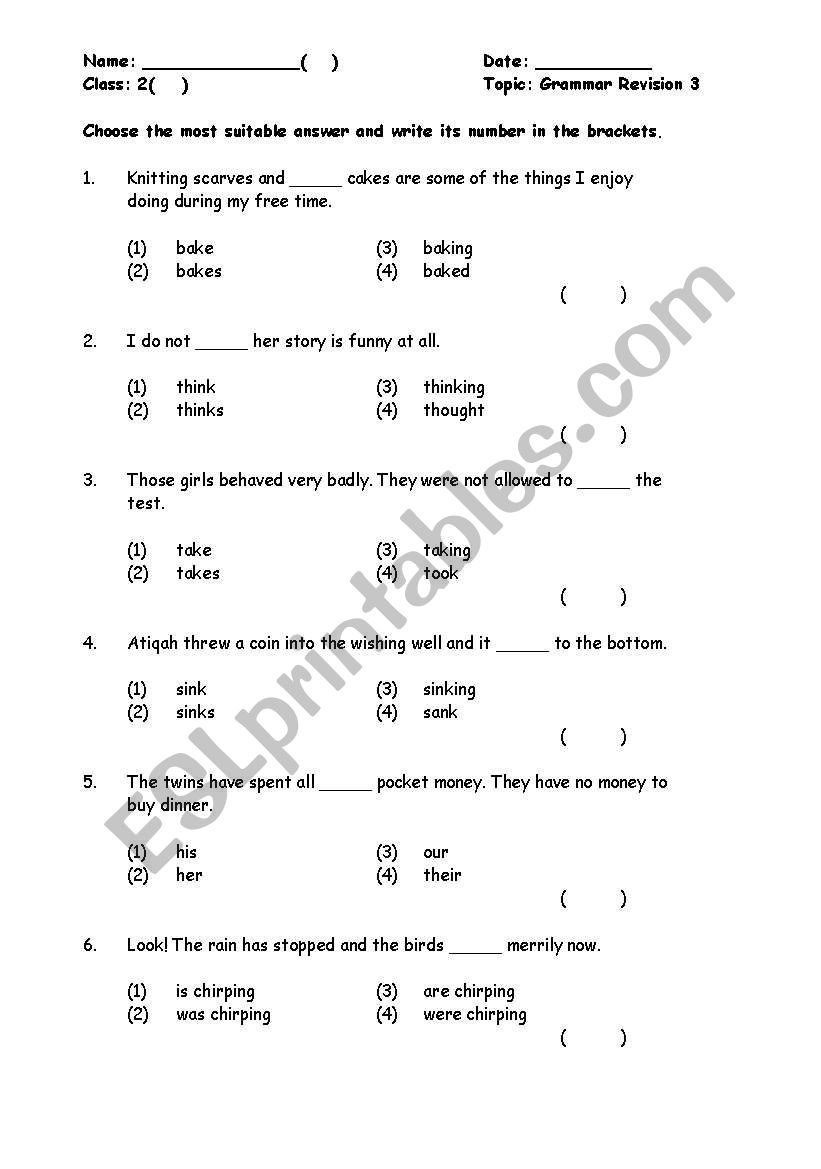 grammar practice worksheet