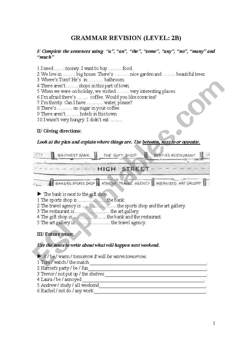 grammar test worksheet