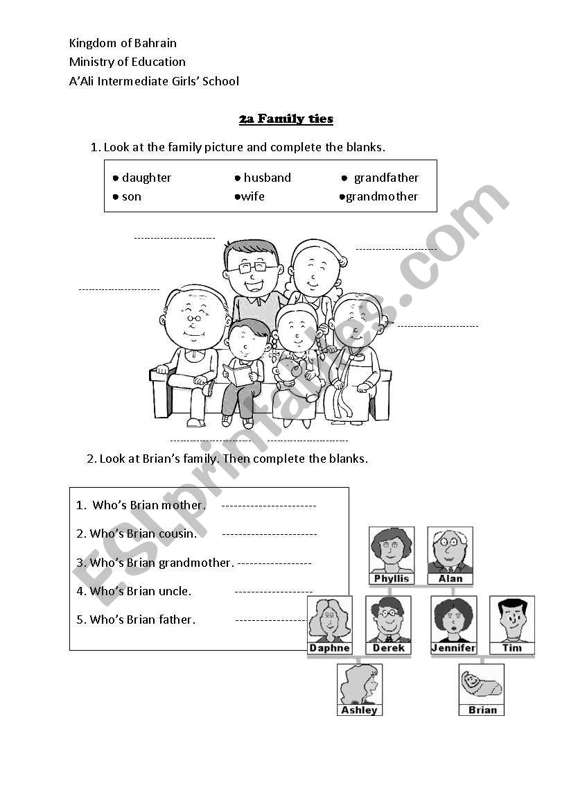 Family tree worksheet