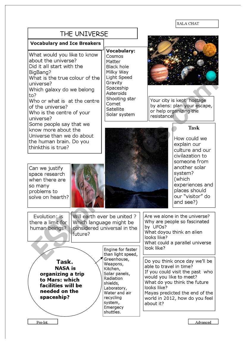 The Universe worksheet