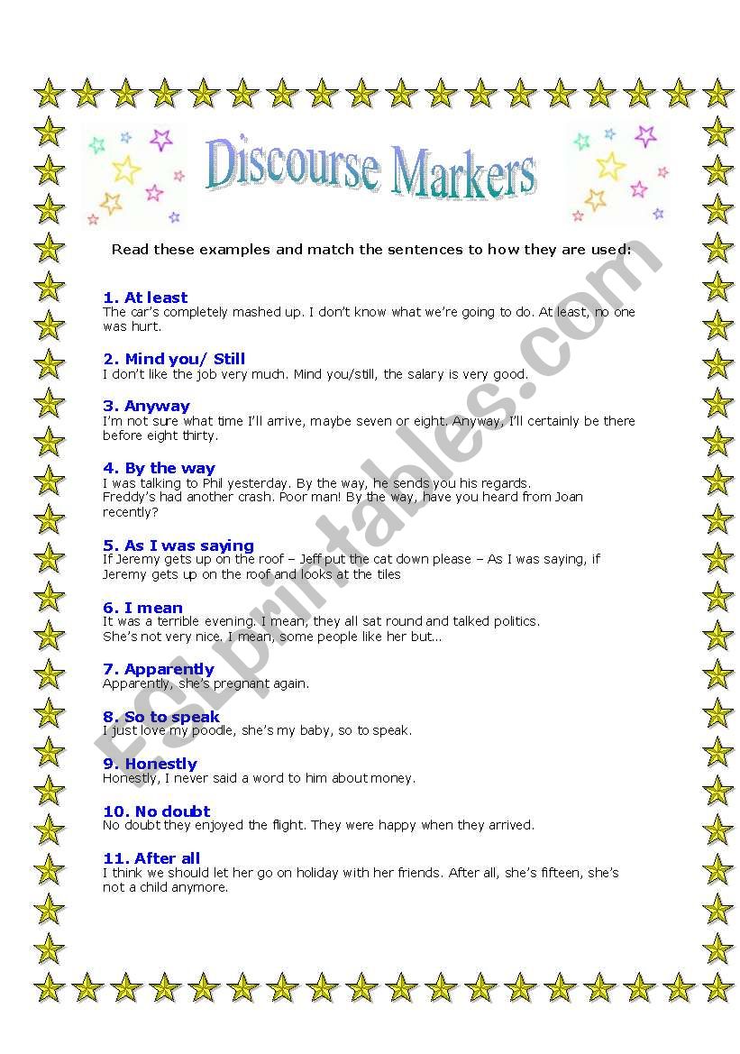 Discourse Markers worksheet