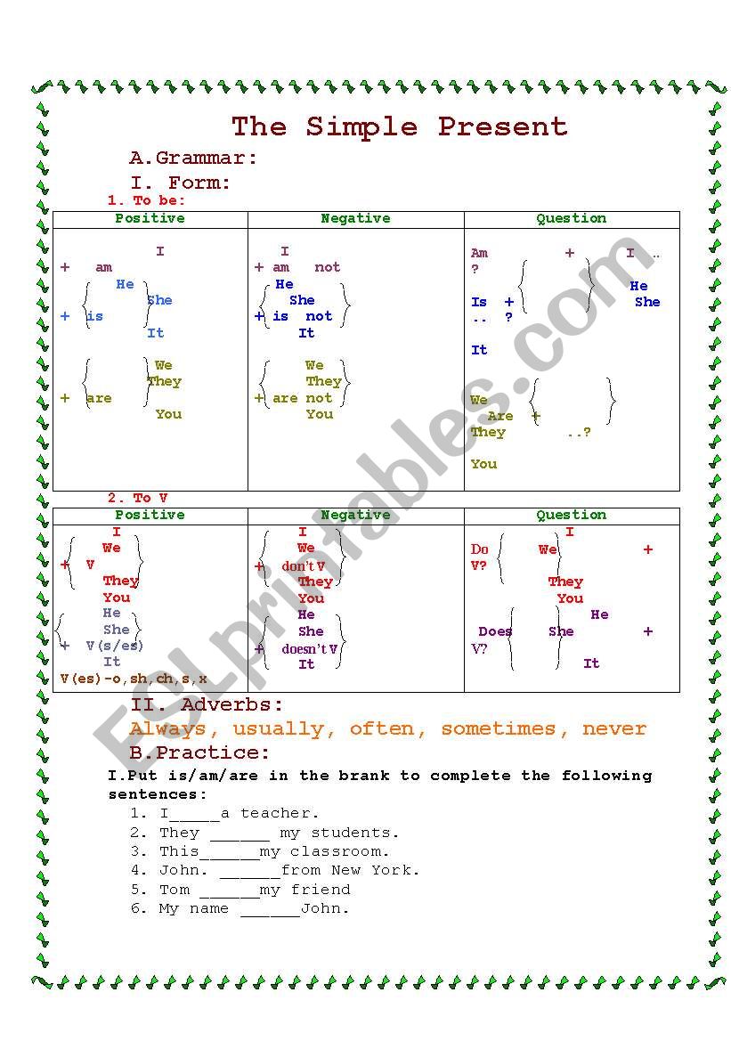 The simple present worksheet